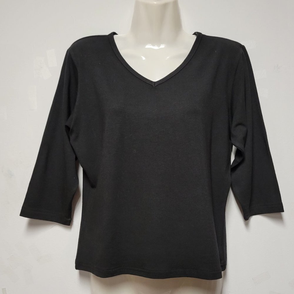Bamboo Cotton V-Neck 3/4 Sleeve T-Shirt Blouse Top- Size XL - NWOT